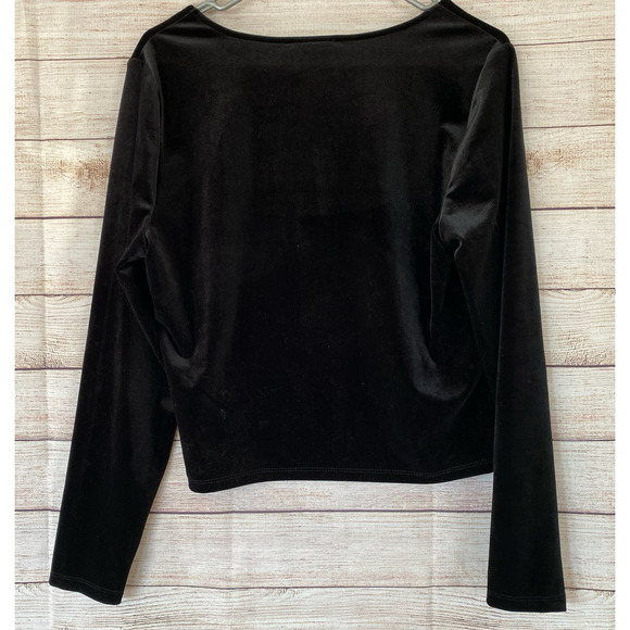 forever21 black stretch velour crop square neck shirt top size 0X plus NWT - Picture 4 of 4